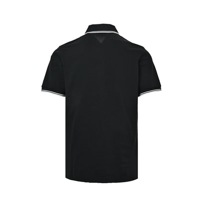 Loewe/Luoyiwei embroidered logo half-zip Polo short sleeves
