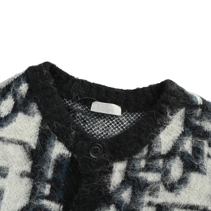 Dior 25Fw old flower jacquard mohair cardigan sweater
