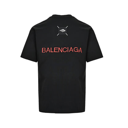 Balenciaga 3M four-thread seam logo patch embroidered round neck short sleeves