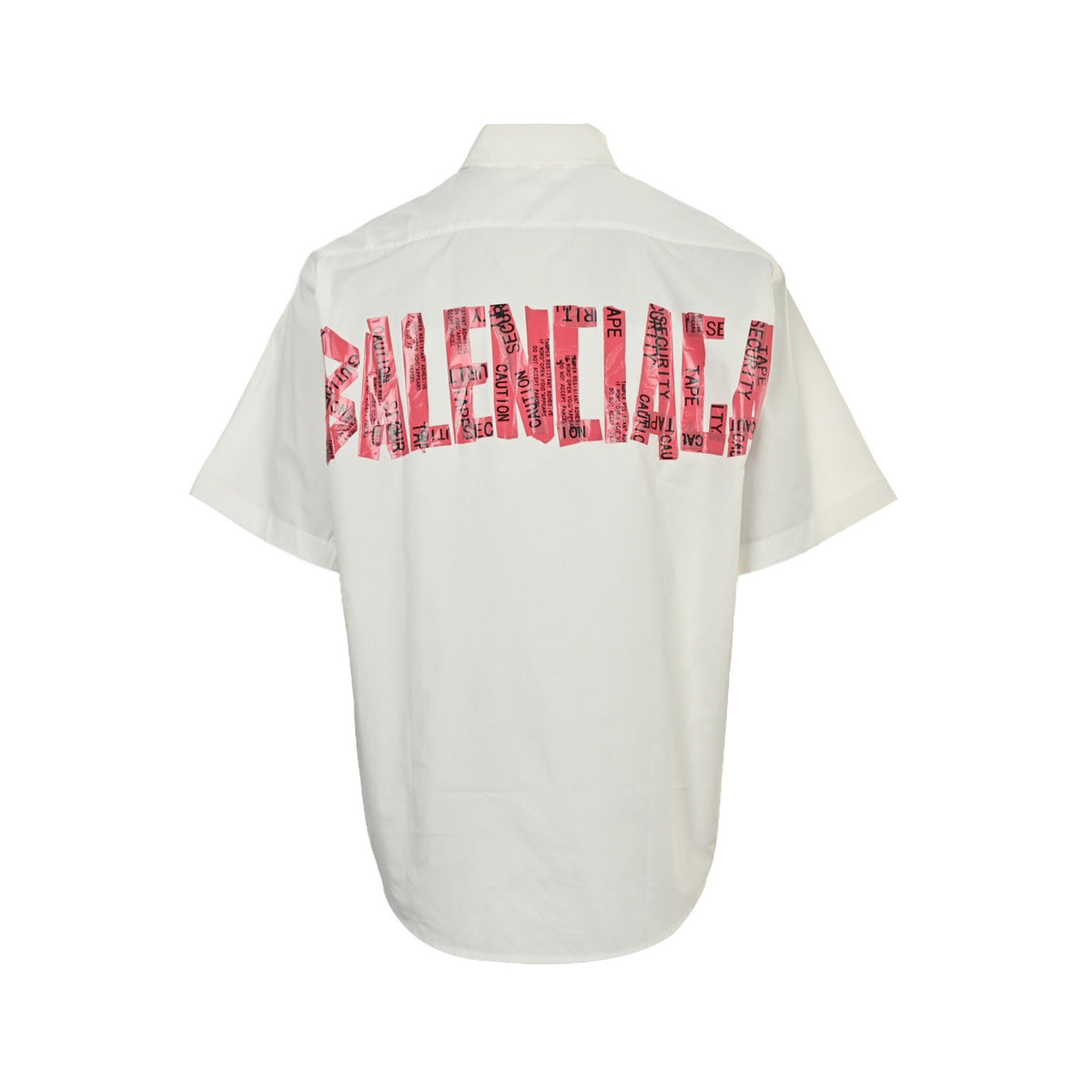 Balenciaga 25ss red tape back short-sleeved shirt