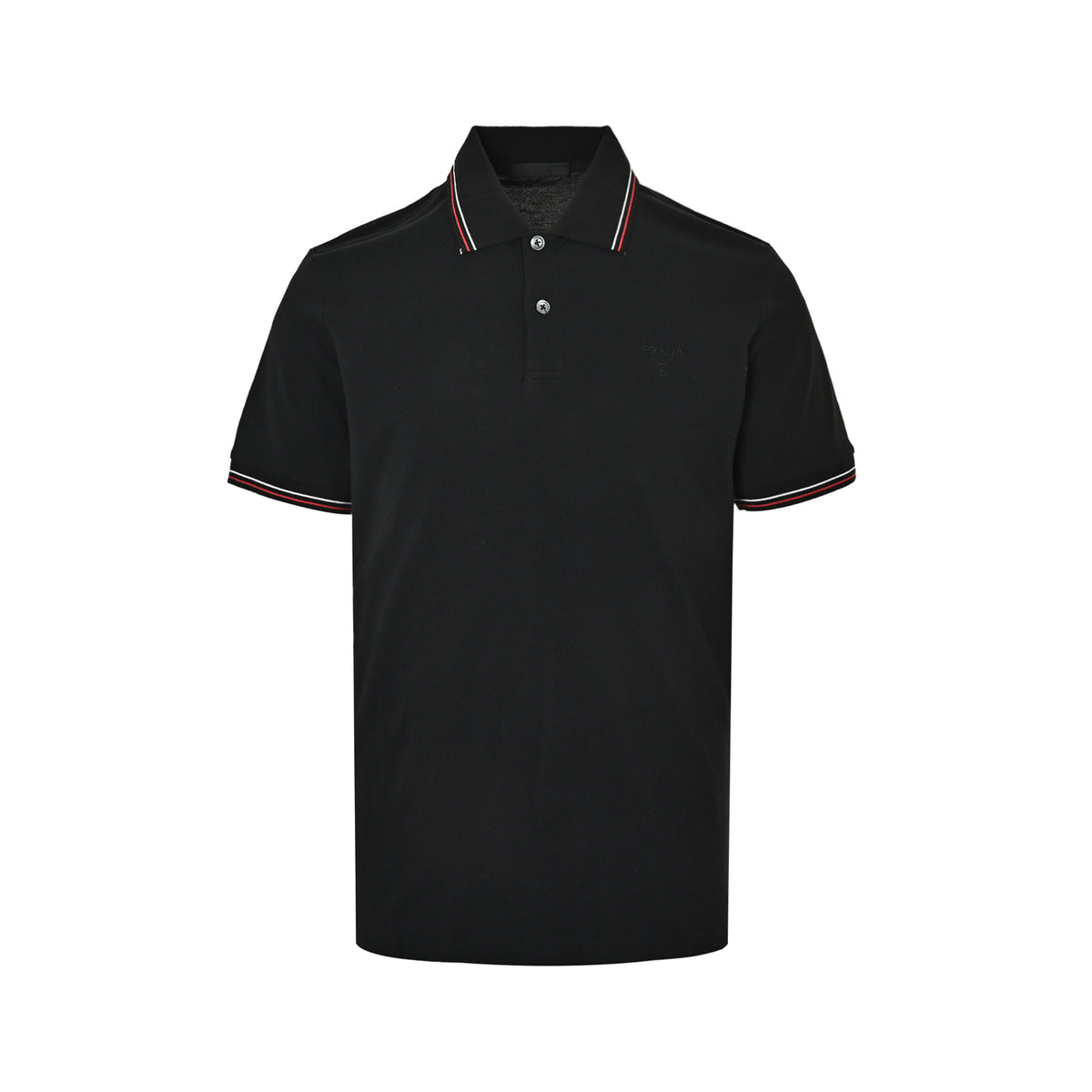 Prada embroidered logo collar striped Polo short sleeves