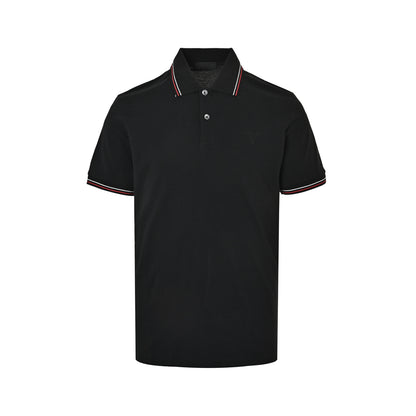 Prada embroidered logo collar striped Polo short sleeves