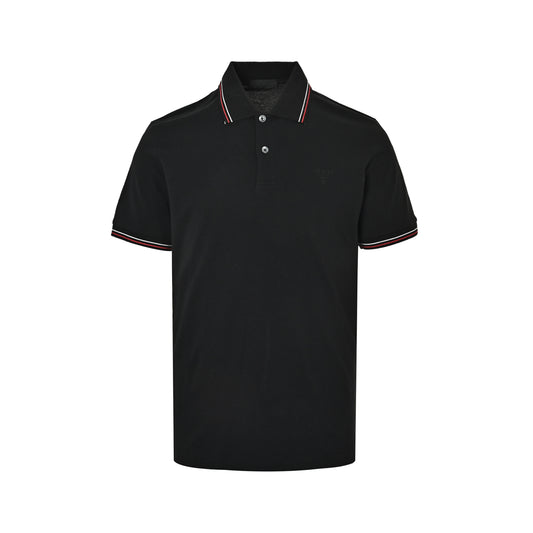 Prada embroidered logo collar striped Polo short sleeves