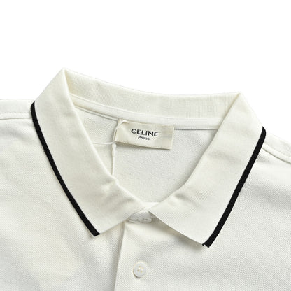 Celine classic Arc de Triomphe small logo embroidered Polo short sleeves