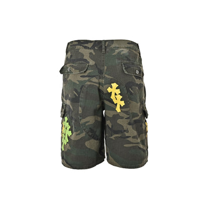 Chrome Hearts city-limited leather cross camouflage denim shorts
