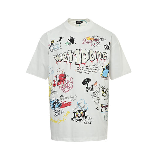 We11 Done colorful graffiti hand-painted printed short sleeves