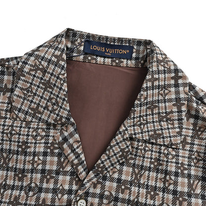 Louis Vuitton old pattern plaid suit short-sleeved shirt