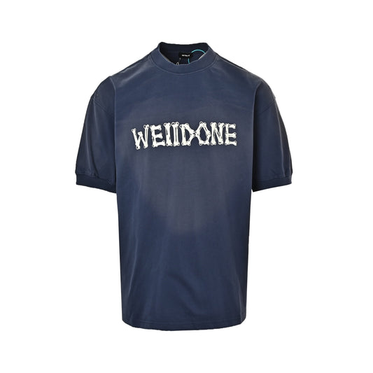We11 Done gradient tie-dye skeleton LOGO letter printed round neck short sleeves