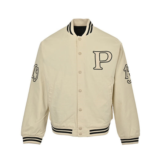 Prada 24Fw chest P letter patch medal baseball jacket