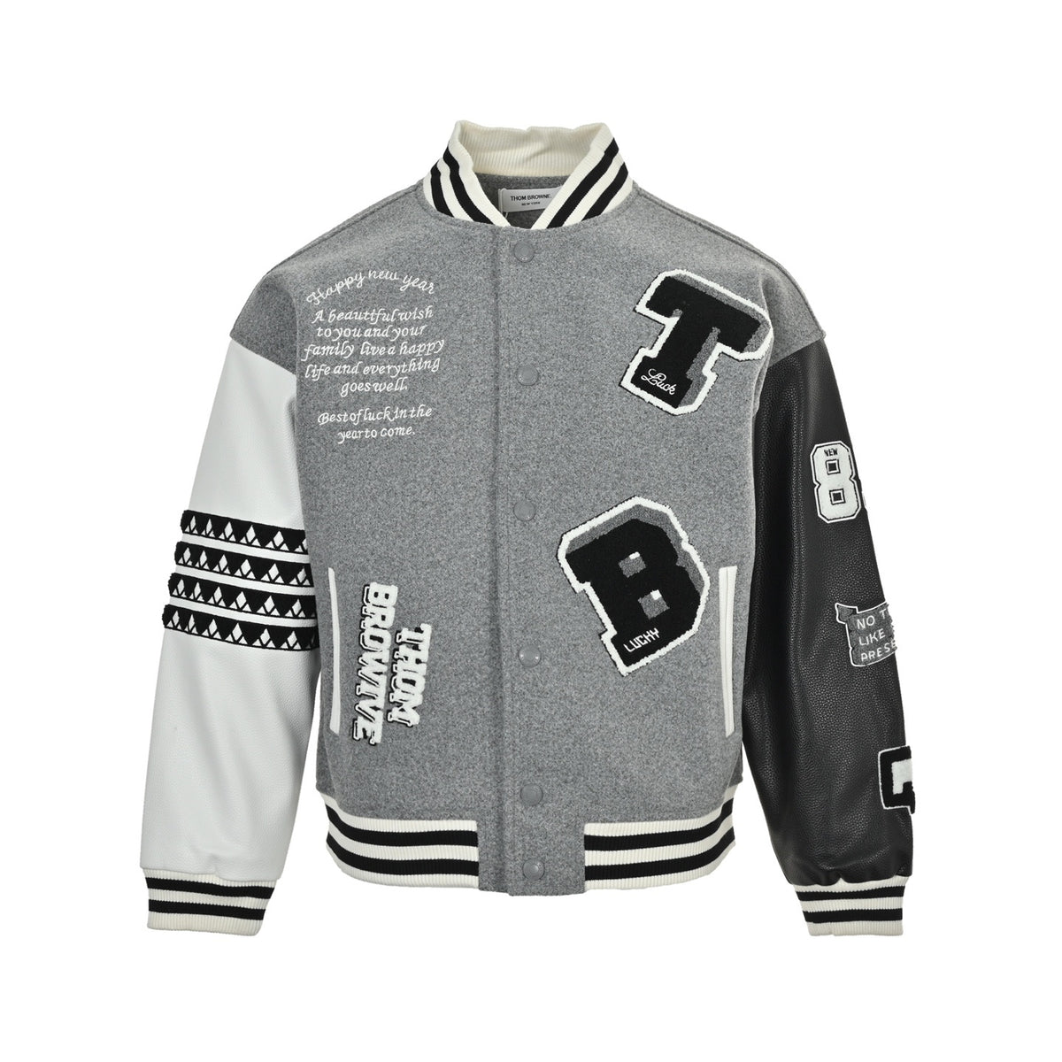 Thom Browne/Thom Brown multi-element embroidered four-bar baseball jacket jacket