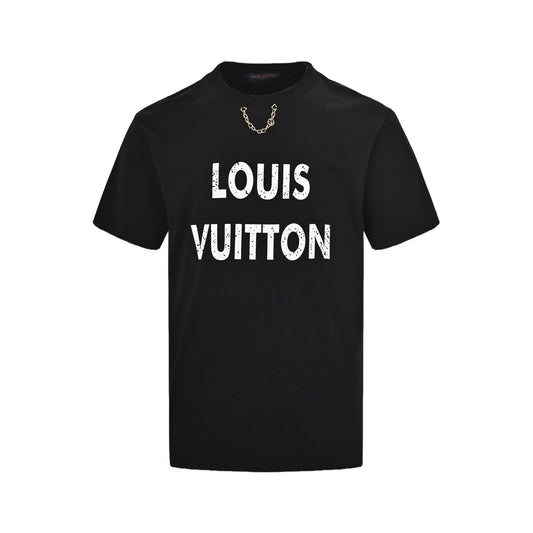 Louis Vuitton 25ss mottled letter print chain short sleeves