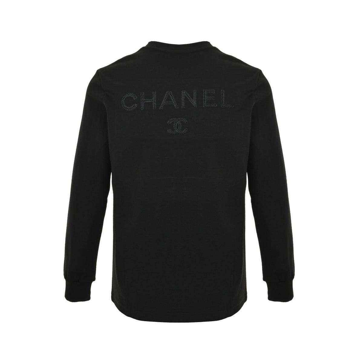 Chanel 25Fw dark woven logo double C embroidered long-sleeved T-shirt