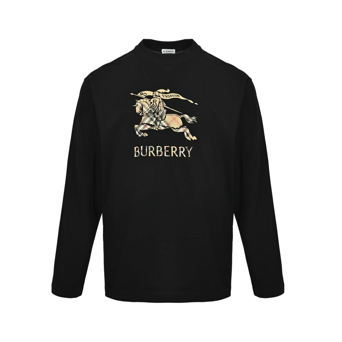 Burberry war horse plaid gradient equestrian knight long-sleeved T-shirt