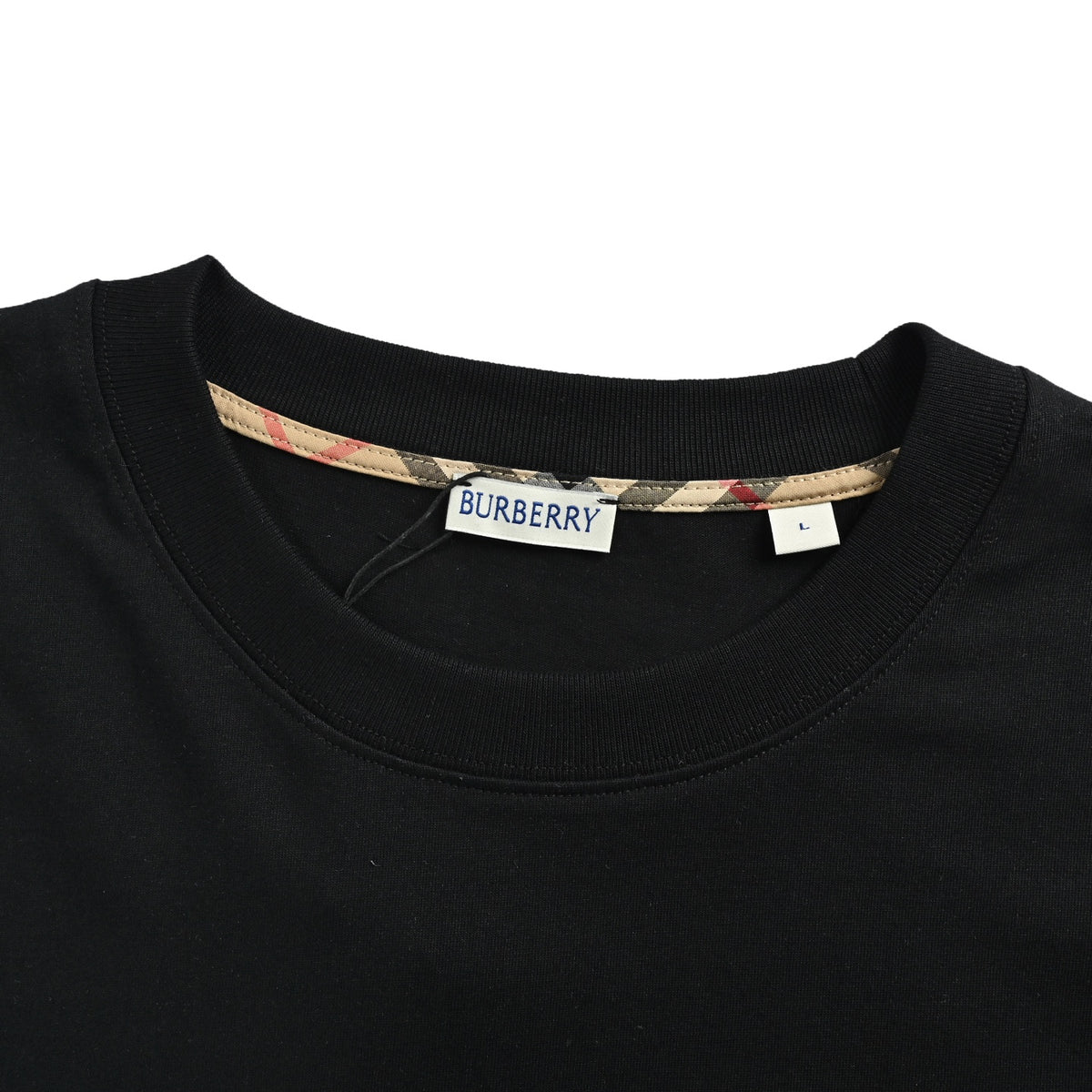 Burberry plaid trimmed war horse embroidered short sleeves