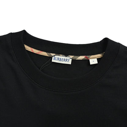 Burberry plaid trimmed war horse embroidered short sleeves