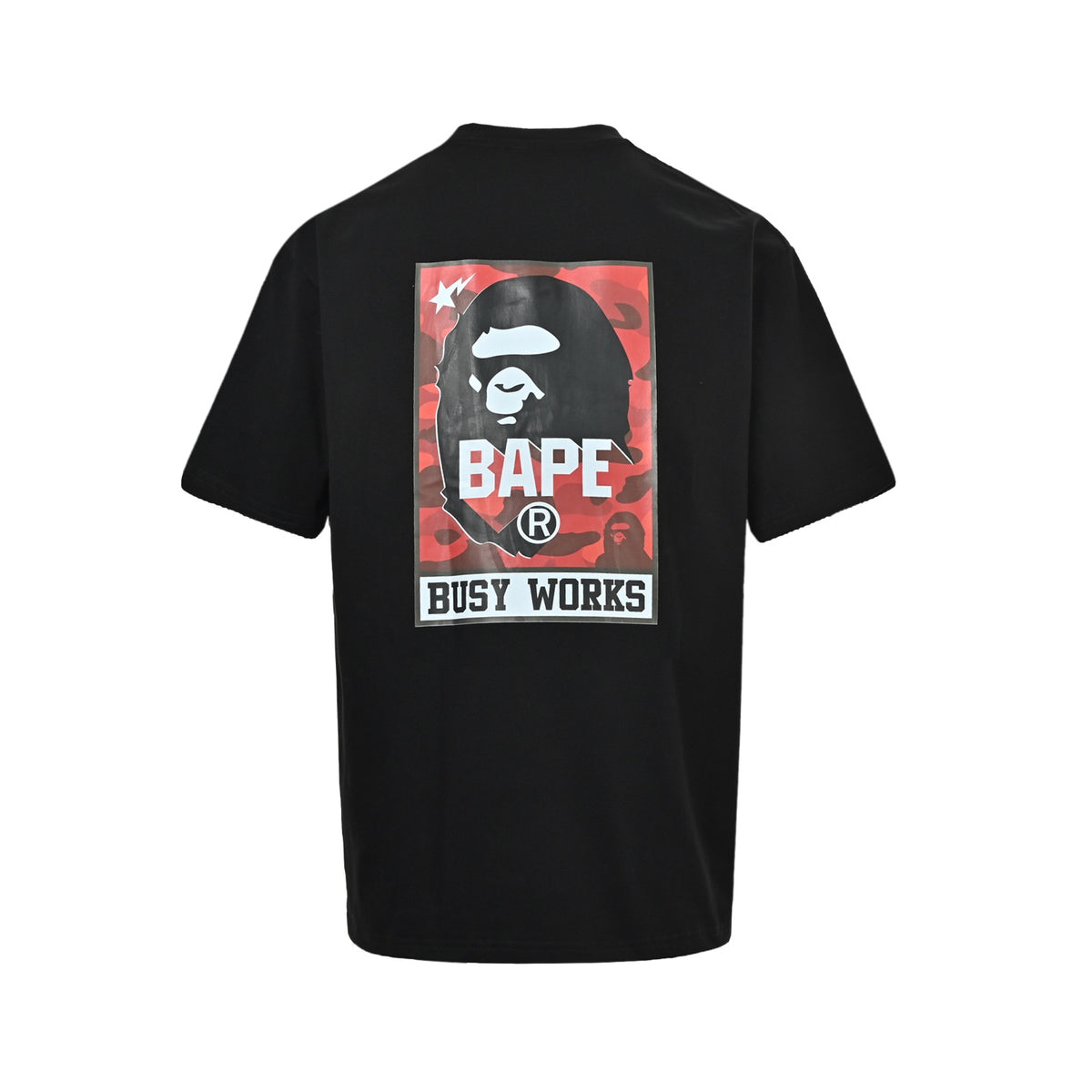 BAPE 26ss classic red label ape head printed short sleeves on the front and back