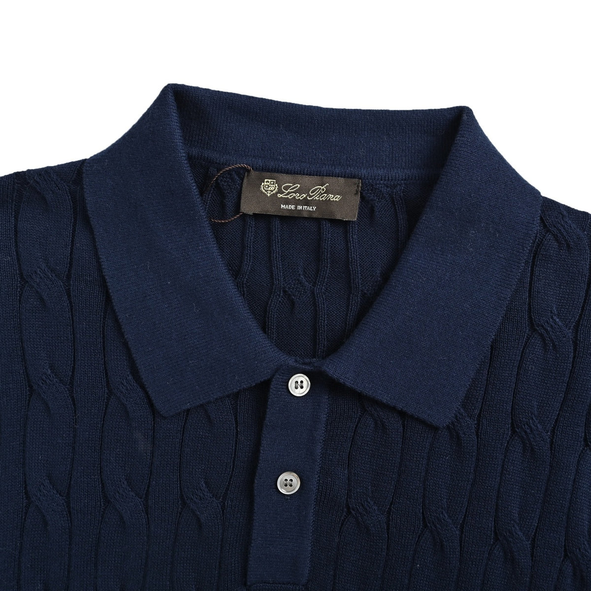 Loro Piana LP Cable Knit Polo Short Sleeve