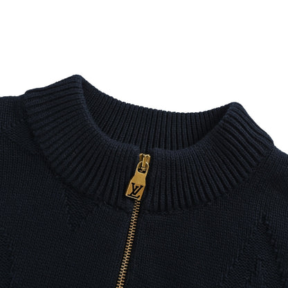 Louis Vuitton dark pattern old flower jacquard half-zip sweater