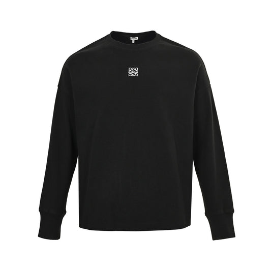 Loewe 25Fw logo embroidered waffle long-sleeved sweatshirt
