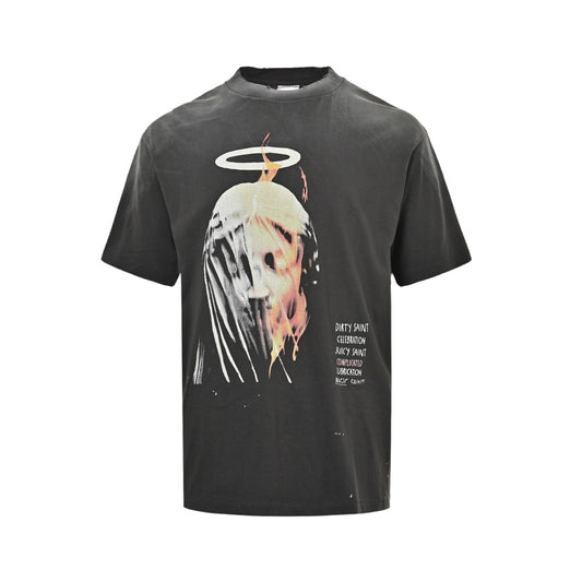 SAINT MICHAEL 25ss Angel Veil Virgin Print Short Sleeve