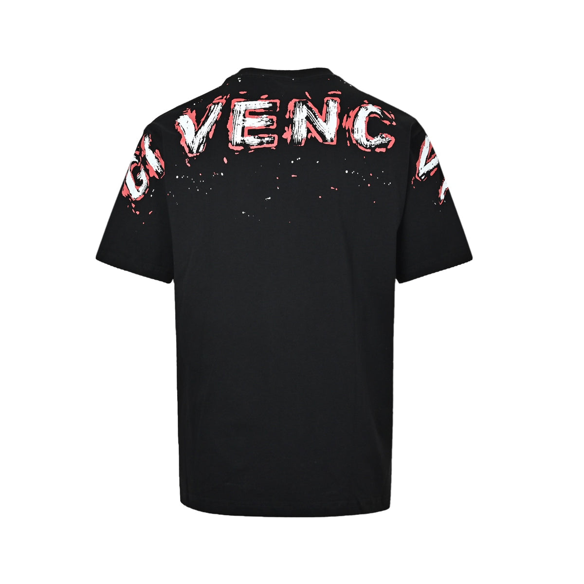 GIVENCHY splash-ink distressed back large M printed short sleeves