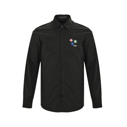 Louis Vuitton 25ss three-flower heat transfer printed long-sleeved shirt