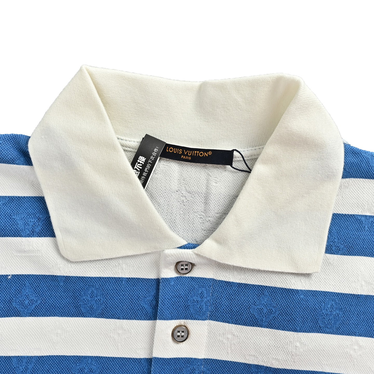 Louis Vuitton 25 blue letter logo printed short-sleeved Louis Vuitton/Louis Vuitton blue striped polo Polo short-sleeved