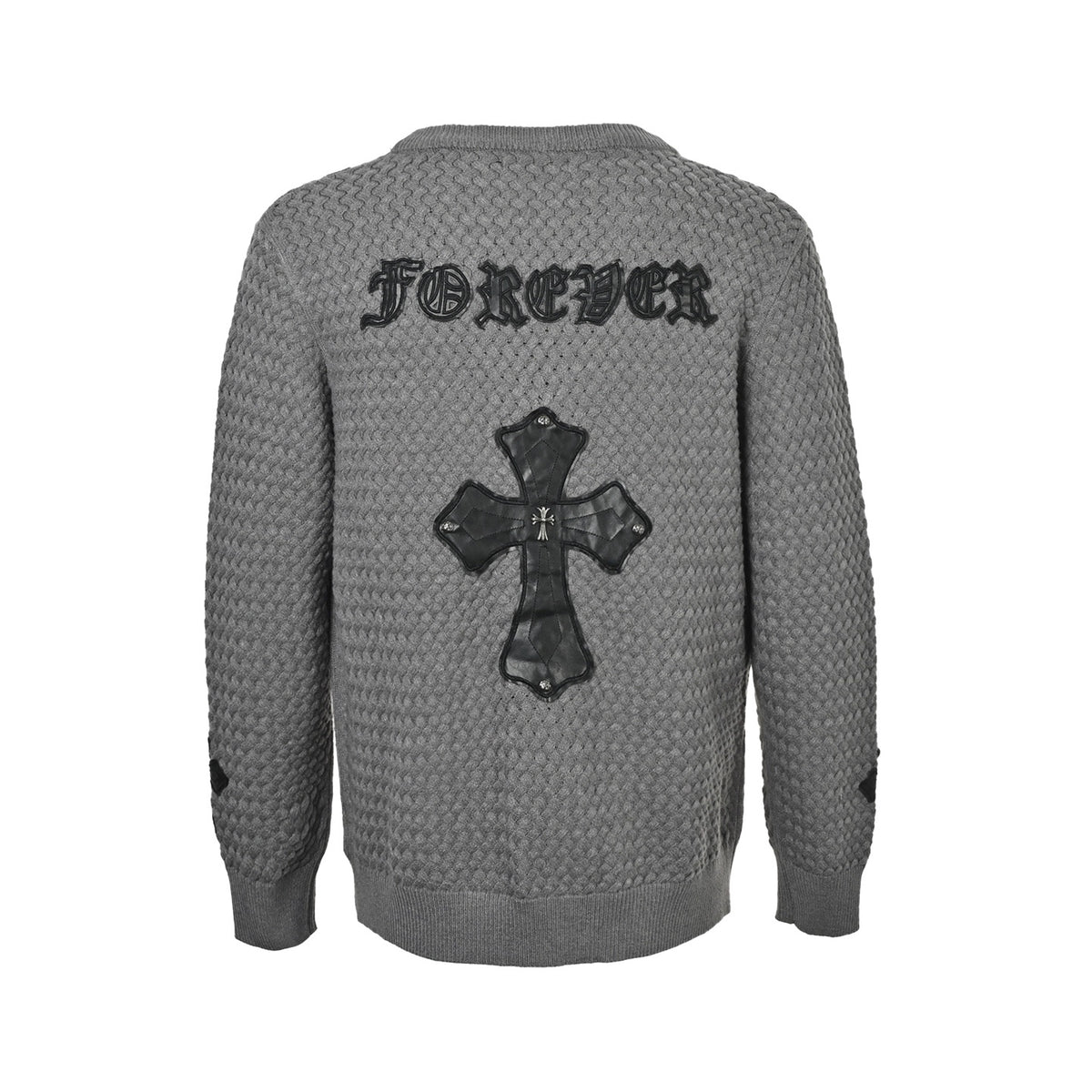 Chrome Hearts/Chrome Heart CH patched leather label knitted cardigan sweater