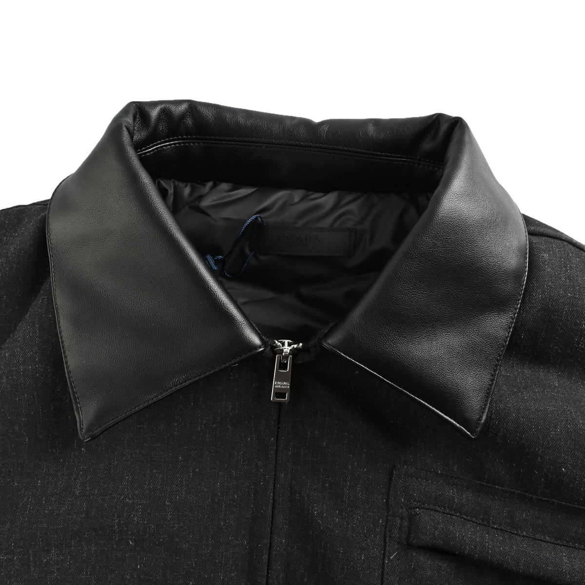 Prada leather collar lapel padded jacket