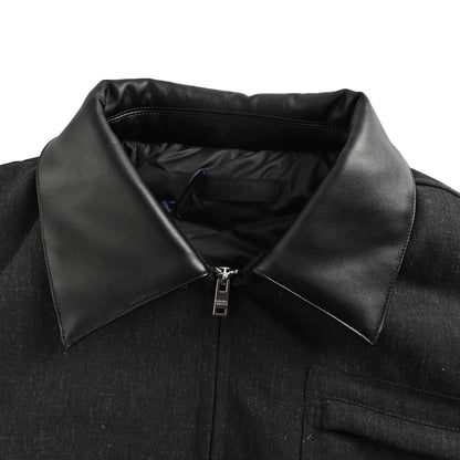 Prada leather collar lapel padded jacket