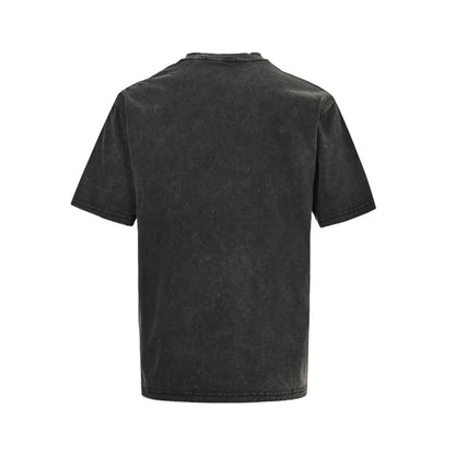Louis Vuitton 25ss embroidered letters washed distressed short sleeves