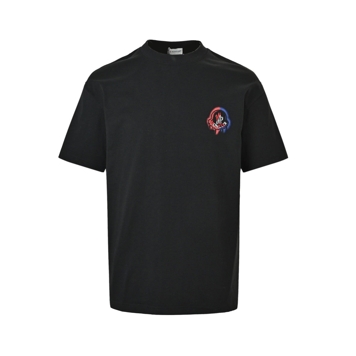 Moncler/muzzled 26ss short sleeves with contrasting color stitching and large logo embroidery on the back