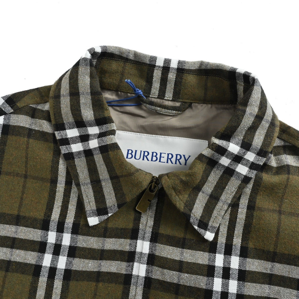 Burberry green plaid cashmere lapel jacket