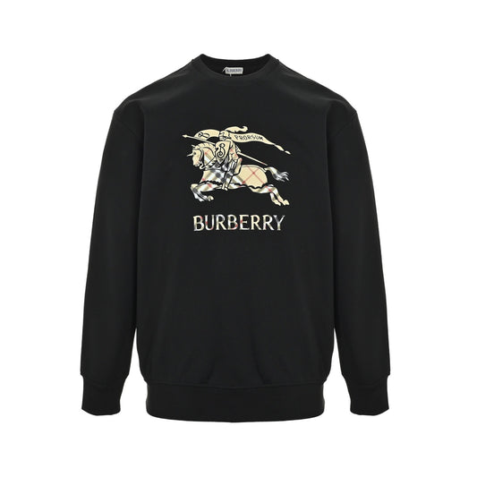 Burberry 25Fw plaid war horse print round neck sweatshirt
