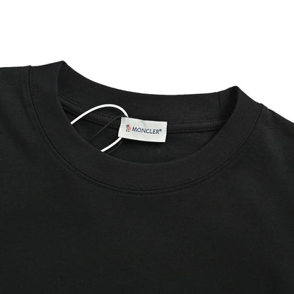 Moncler/muzzled 26ss short sleeves with contrasting color stitching and large logo embroidery on the back