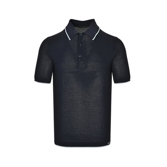 Prada logo mesh knitted Polo short sleeves