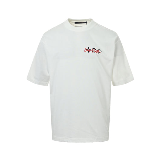 Louis Vuitton 26ss flocked laminated letter logo short sleeves