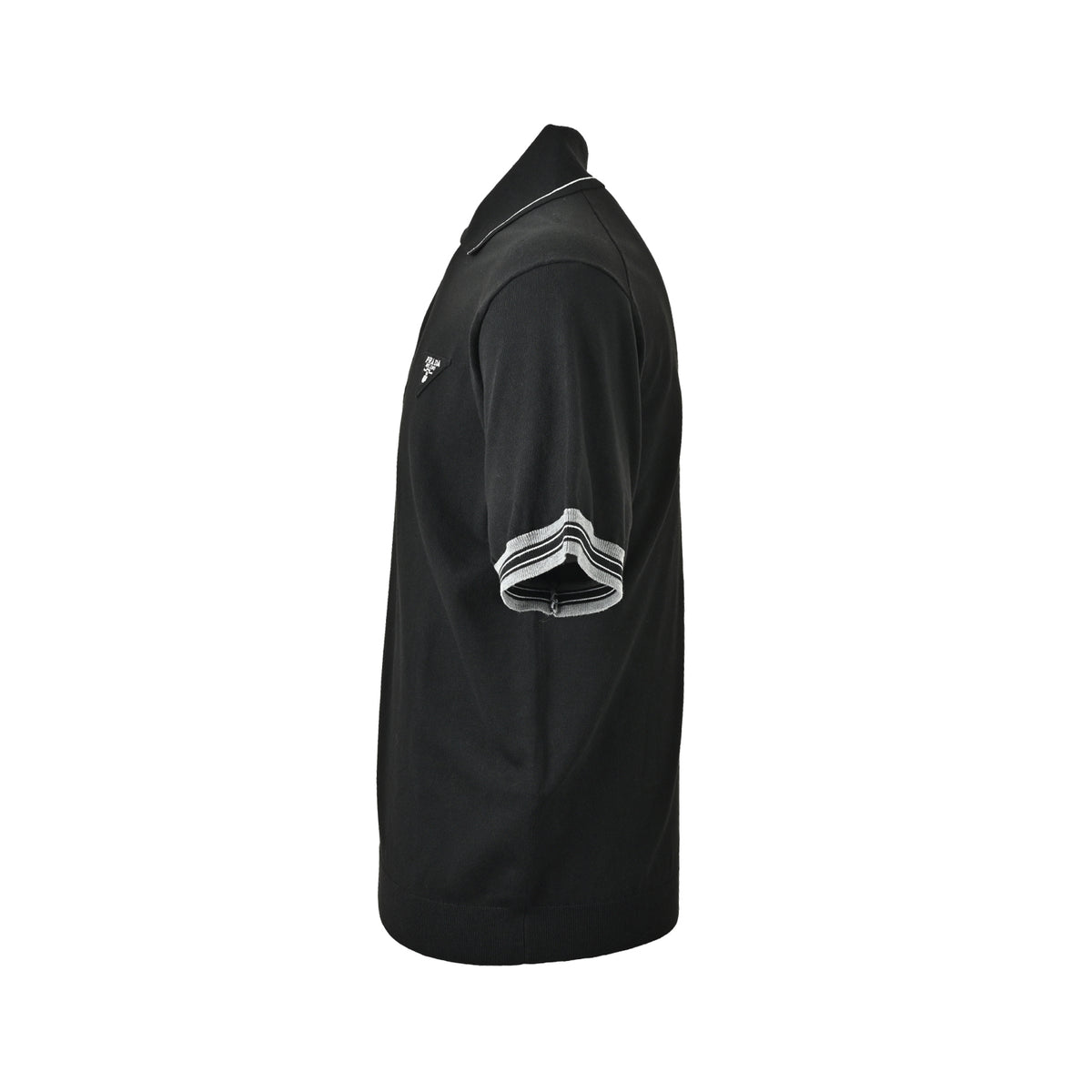 Prada logo embroidered half-zip knitted Polo short sleeves