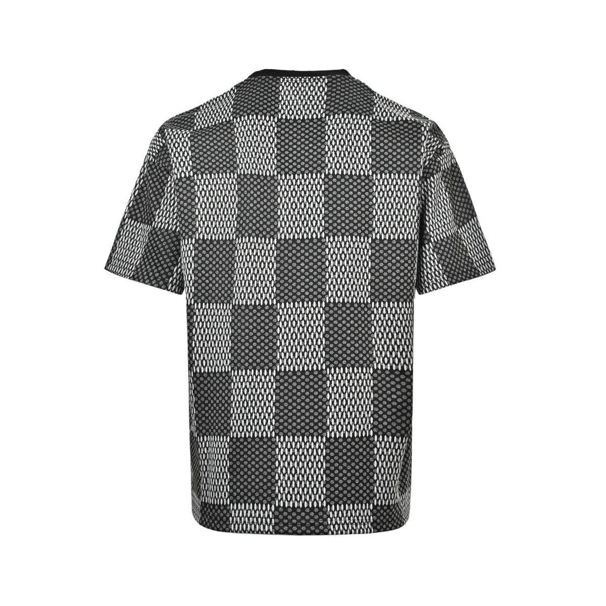 Louis Vuitton rhinestone letter logo checkerboard short sleeves