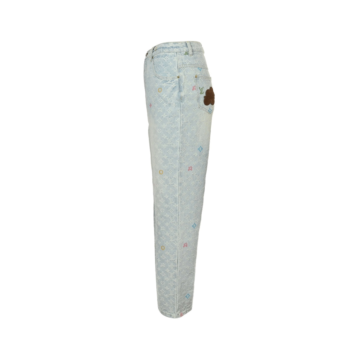 Louis Vuitton Tyler joint style old flower jacquard embroidered jeans