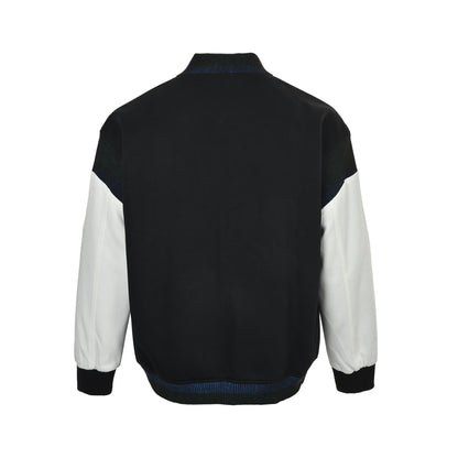 Louis Vuitton black and white leather baseball jacket