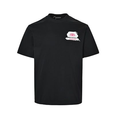 Balenciaga/Balanciaga Double B lock large patch embroidered round neck short sleeves