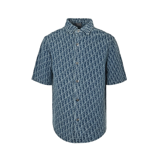 Dior all-over printed denim short-sleeved shirt