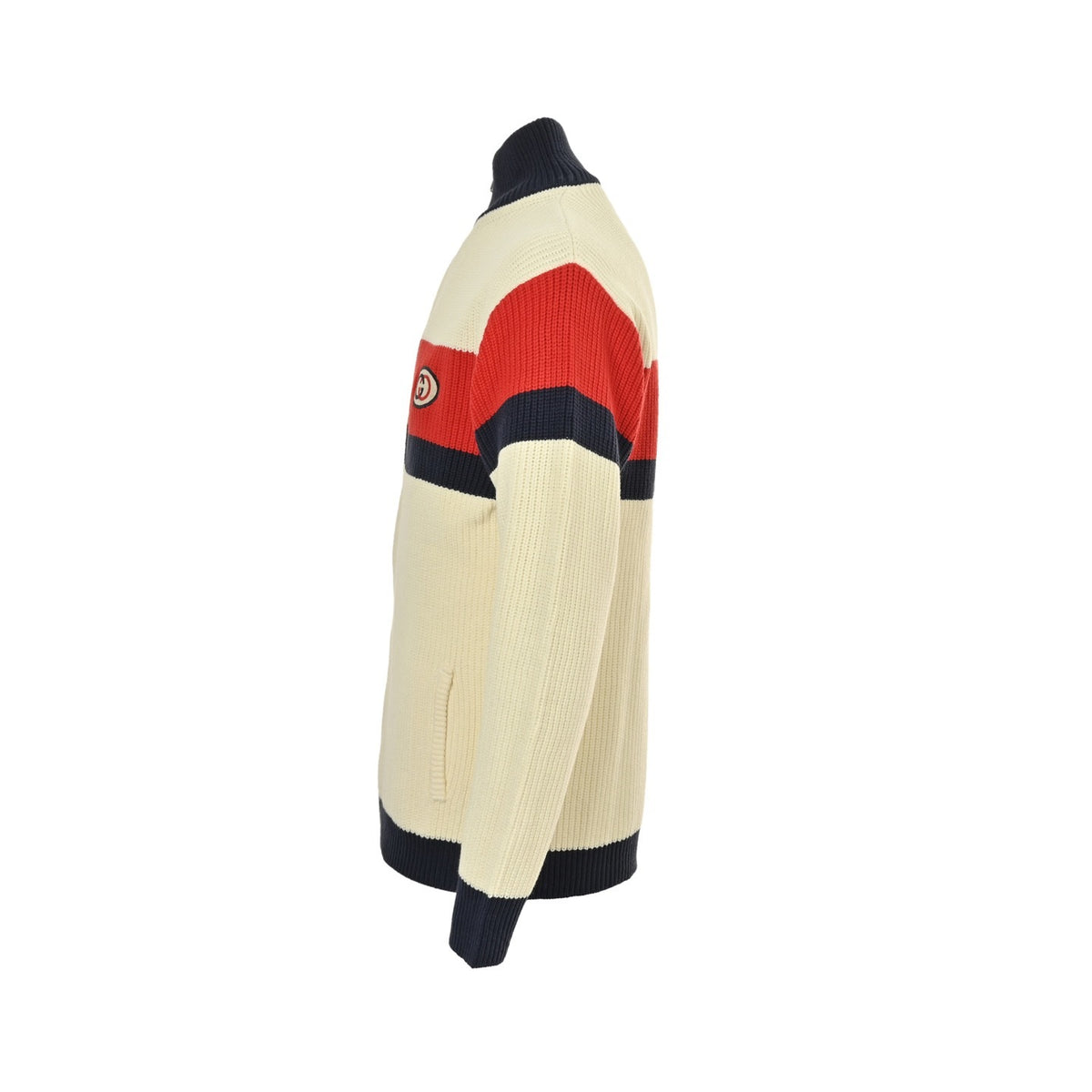 Gucci 25Fw contrast striped zipper knitted jacket