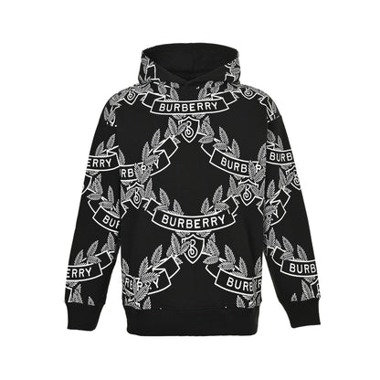 Burberry 25Fw classic wheat ear letters all over printed hooded sweatshirt