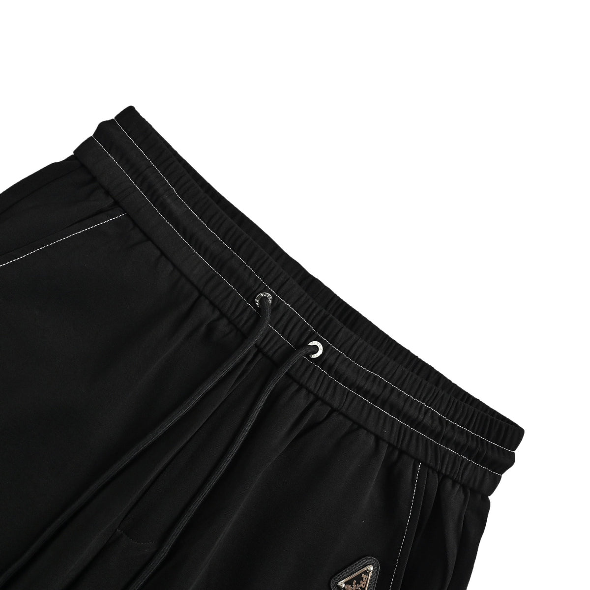 Prada contrasting back pocket flocked triangle trousers