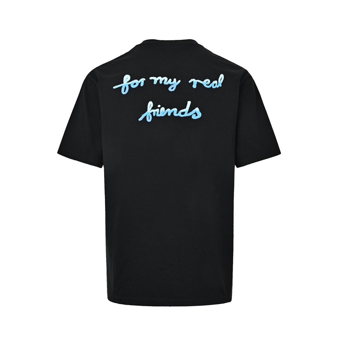 Dior gradient blue front and back graffiti embroidered short sleeves