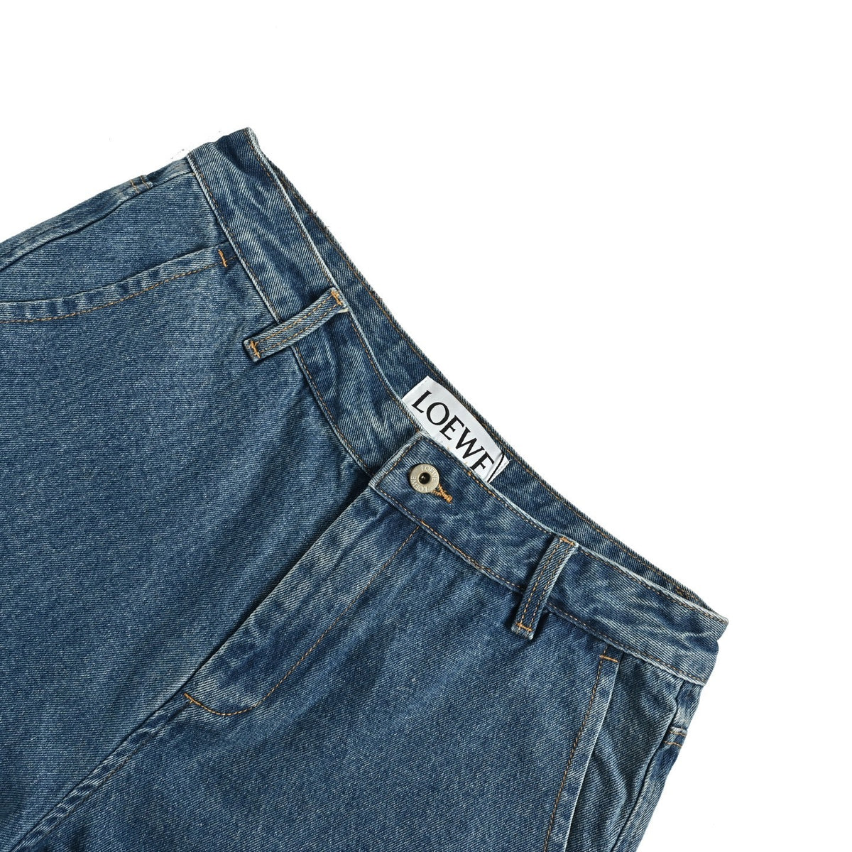 Loewe/Luoyiwei Anagram semi-embroidered denim denim shorts