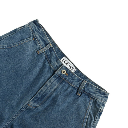 Loewe/Luoyiwei Anagram semi-embroidered denim denim shorts