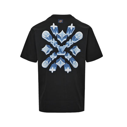 LouisVuitton/Louis Vuitton ice blue crystal three-dimensional LV short sleeves